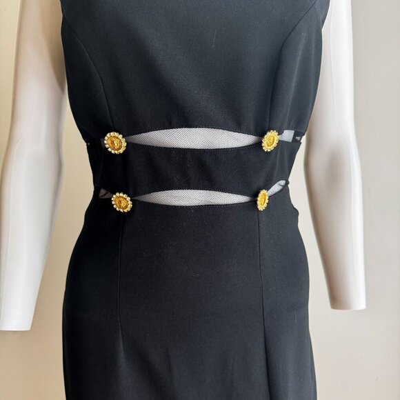 Vintage 90s Black Gold Accents 90s Designer Inspired Gown 6 - Picture 6 of 9